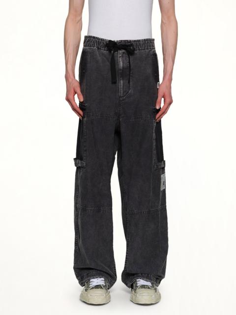 Maison MIHARAYASUHIRO Cotton Satin Cargo Trousers in Black