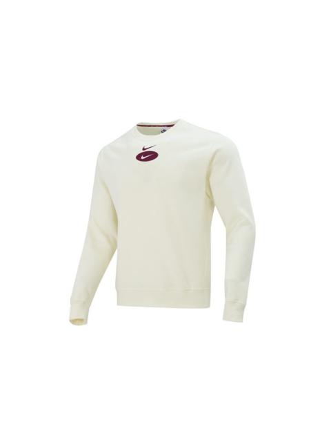 Nike Men's Nike As Nsw Sl Bb Crew Casual Sports Fleece Lined Round Neck Long Sleeves Ivory DM5461-113