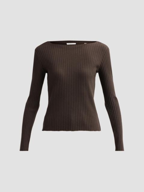 Vince Women's Boatneck Cotton Rib-Knit Sweater - Iron