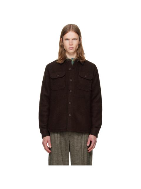 Polo Ralph Lauren Brown Felted Wool Long Sleeve Overshirt