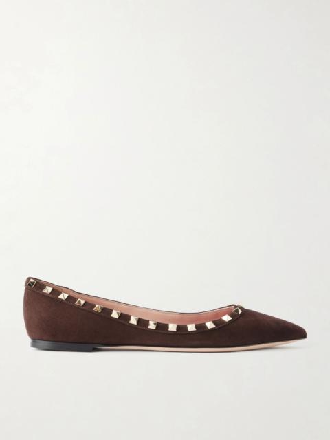 Valentino Rockstud suede ballet flats Dark brown
