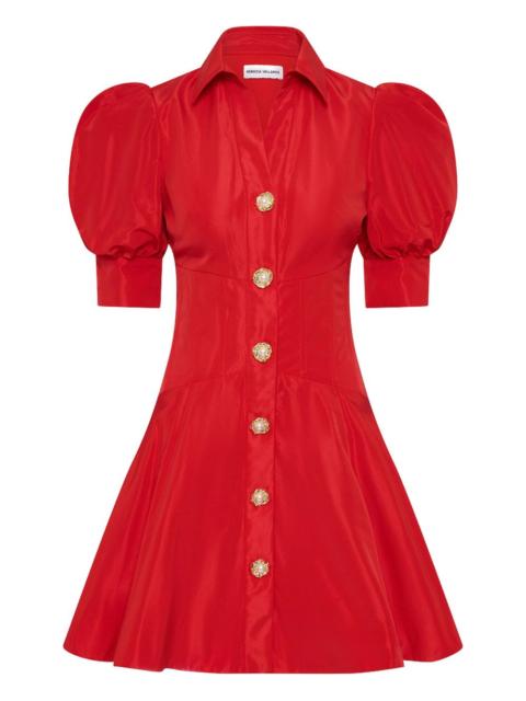 REBECCA VALLANCE puff-sleeve button-front mini dress