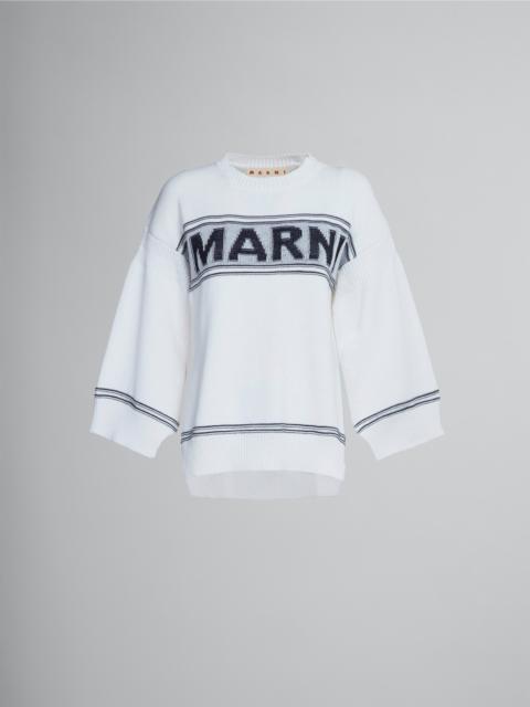 Marni WHITE COTTON SWEATER WITH LOGO