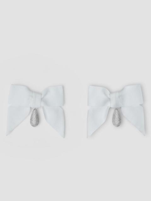 Burberry Crystal Detail Palladium-plated Oversized Bow Earrings