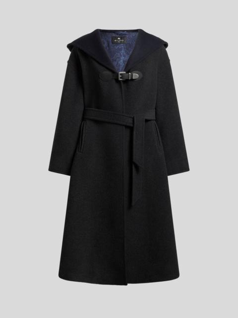 Etro WOOL-BLEND COAT WITH HOOD AND BELT