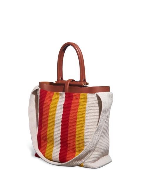 GABRIELA HEARST Large Crossover Knit Bag in Red, Orange & Yellow Cashmere