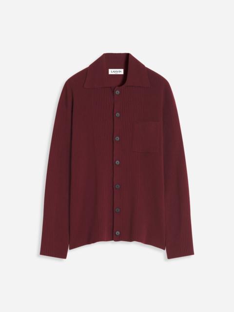 Lanvin POLO-NECK RIBBED CARDIGAN