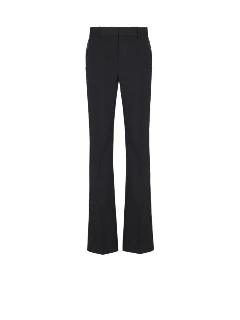 Balmain Straight-leg wool trousers with crystal embroidery