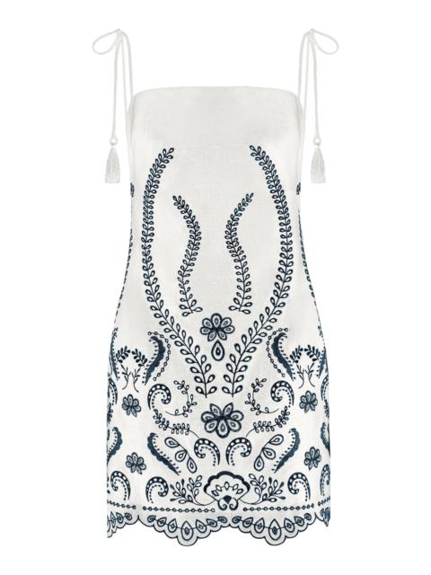 ANDRES OTALORA Exclusive Luz Nace Eyelet Linen Mini Dress off-white