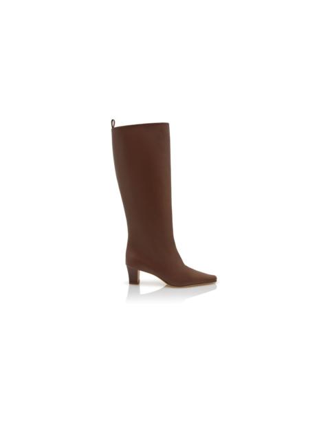 Manolo Blahnik Brown Calf Leather Knee High Boots