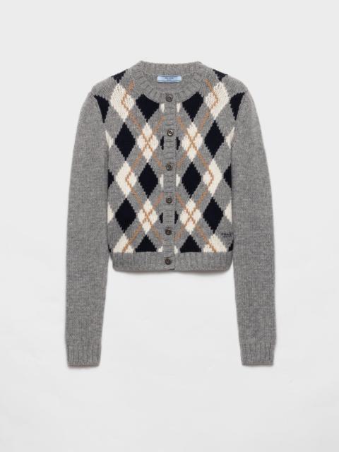Prada Argyle knit cashmere cardigan