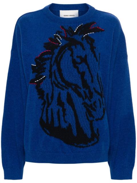 HENRIK VIBSKOV Horse Head-jacquard jumper