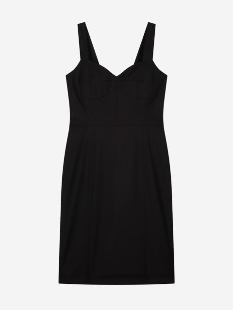 The Kooples CORSET-EFFECT SHORT DRESS IN BLACK WOOL