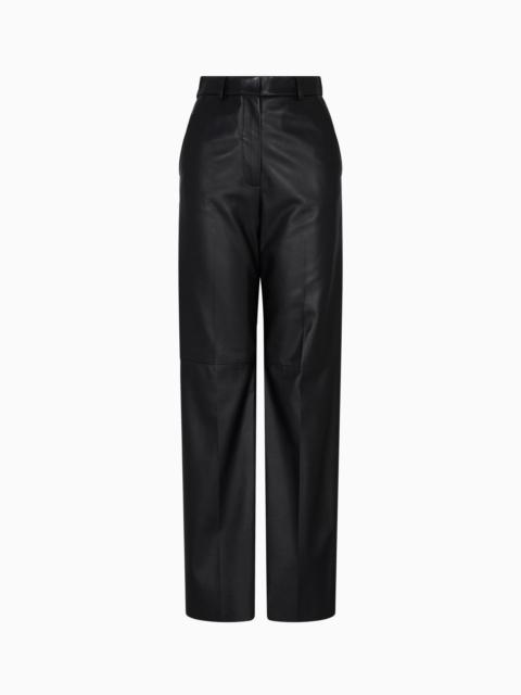 EMPORIO ARMANI GLOVE-QUALITY LAMBSKIN NAPPA LEATHER PALAZZO TROUSERS