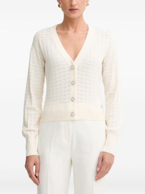 GUESS USA flower-button pointelle-knit cardigan