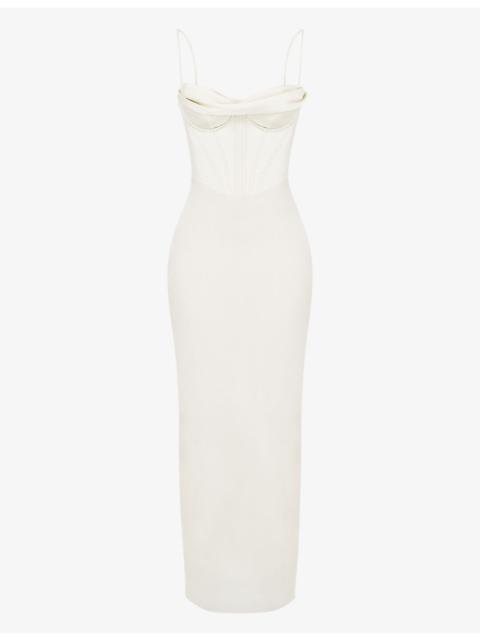 House of CB Charmaine corset satin maxi dress