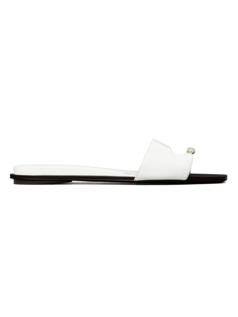 TORY BURCH Women's Pierced Leather Slide Sandals - Bianco Silver
