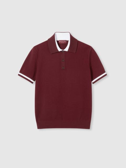 Cotton piquet polo shirt with intarsia