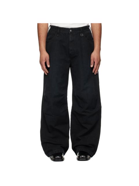 Wooyoungmi Navy 3D Wide Dyed Jeans