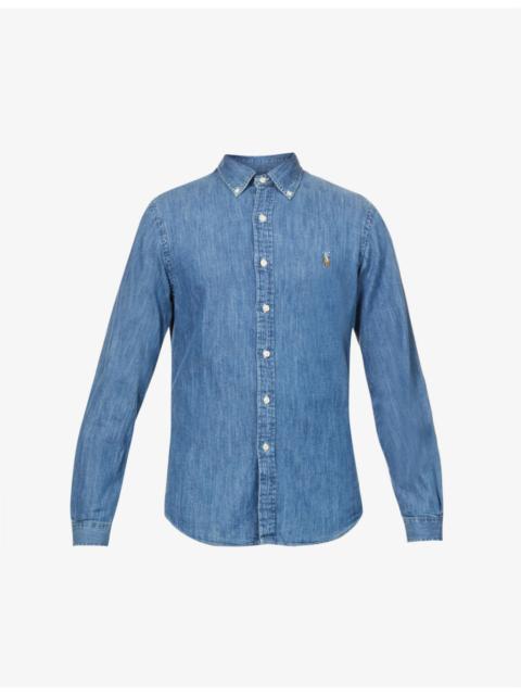 Polo Ralph Lauren Long-sleeved button-down slim-fit cotton chambray shirt
