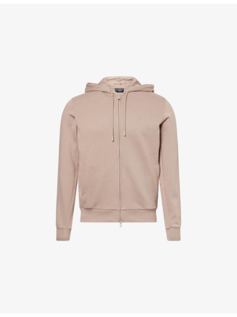 EMPORIO ARMANI Branded-Panel Regular-Fit Cotton-Blend Hoodie
