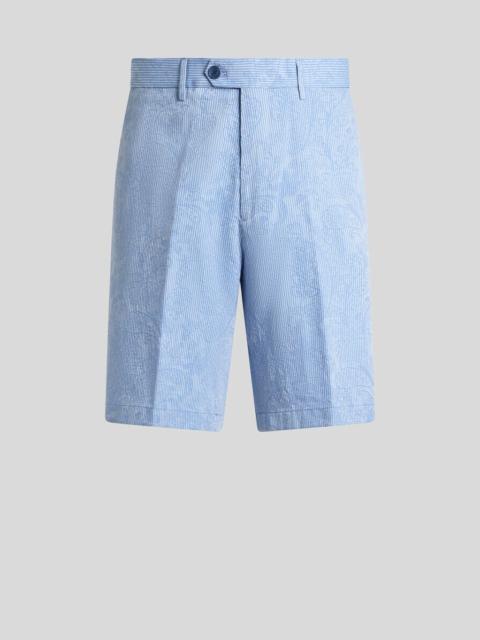 Etro STRIPED COTTON JACQUARD SHORTS WITH FLORAL PAISLEY MOTIF