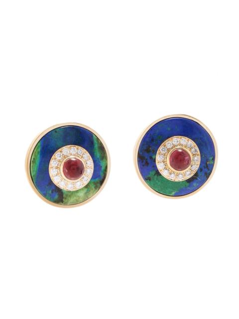 DAVID WEBB Ruby Diamond Azuremalachite Centric Earrings