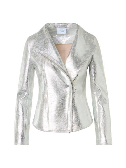 AKRIS Women's Metallic Moto Jacket - Aluminum