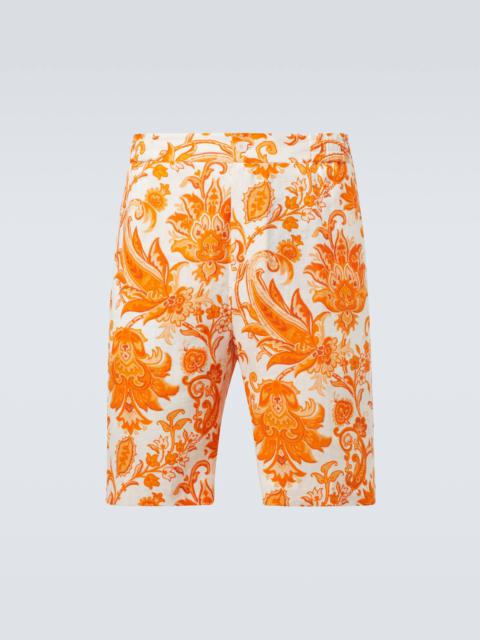 Etro Printed linen Bermuda shorts