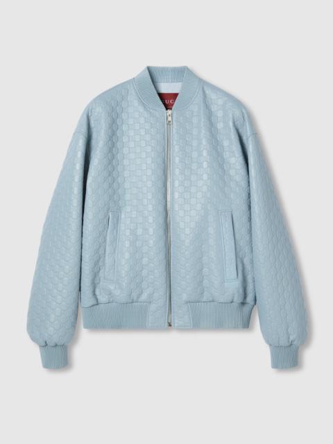 GUCCI Embossed GG leather bomber jacket