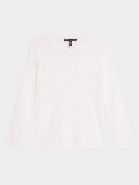 EILEEN FISHER Crewneck Open-Knit Organic Cotton Sweater