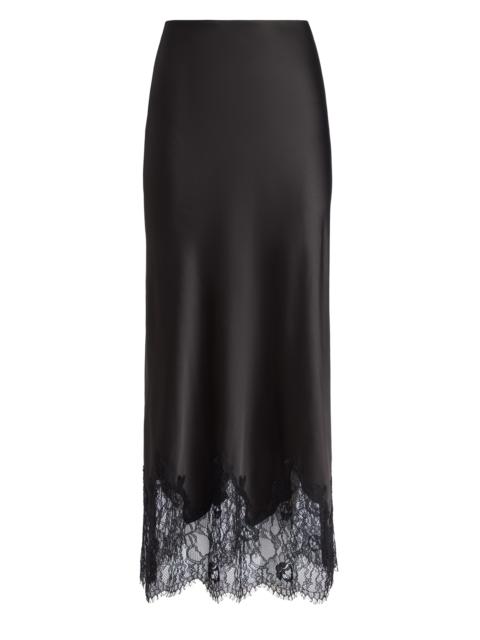 Alice + Olivia MAEVE MIDI SLIP SKIRT WITH LACE TRIM