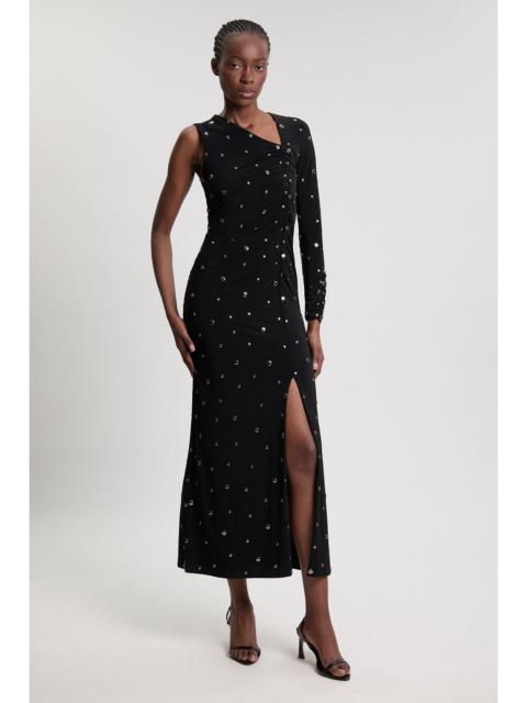 KAREN MILLEN Premium Slinky Crepe Embellished Cut Out Maxi Dress