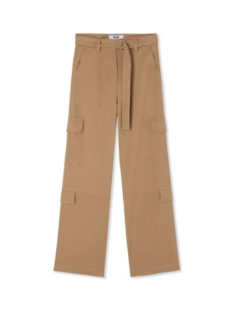 Flamed viscose canvas cargo pants