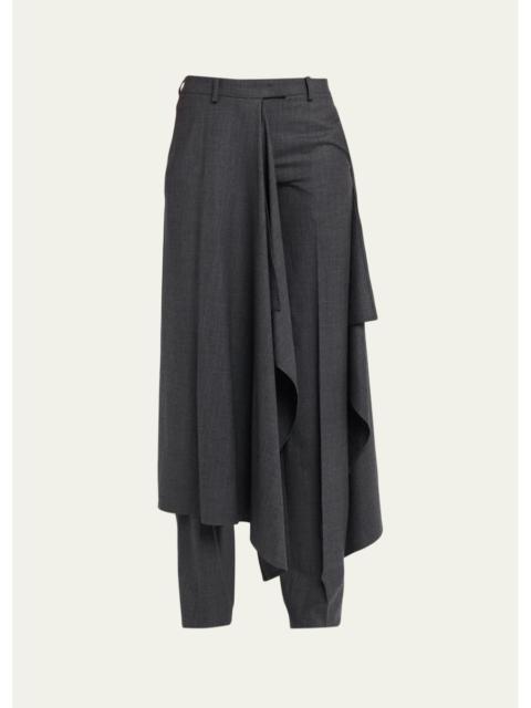 MICHAEL KORS COLLECTION Asymmetric Overskirt Straight-Leg Trousers