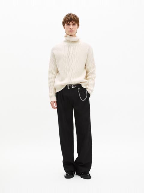 The Kooples BEIGE WOOL CABLE SWEATER