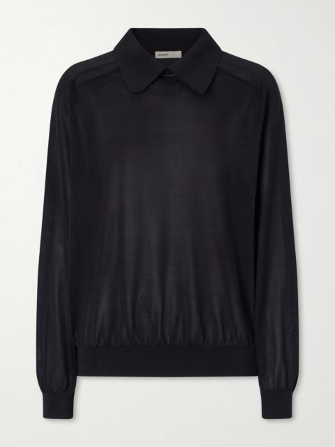 KHAITE Alexa Silk-knitted Polo Sweater
