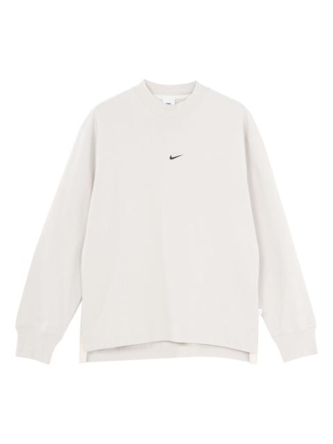 Nike Men's Nike Logo Pattern Loose Round Neck Long Sleeves Autumn Beige T-Shirt DD7029-072