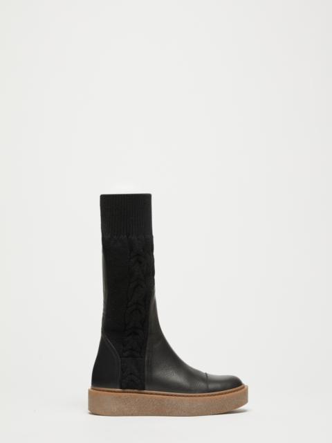 Max Mara BRAIDY Knit and leather boots