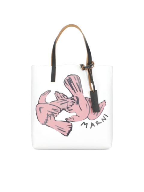 Marni medium bird-print tote bag