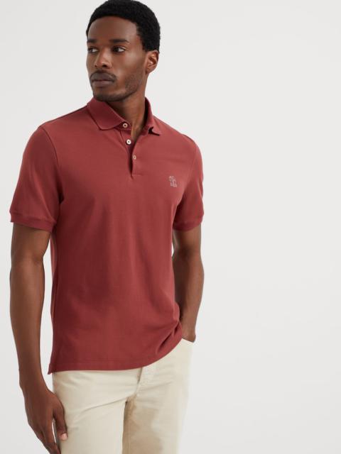 Cotton piqué polo shirt with printed logo