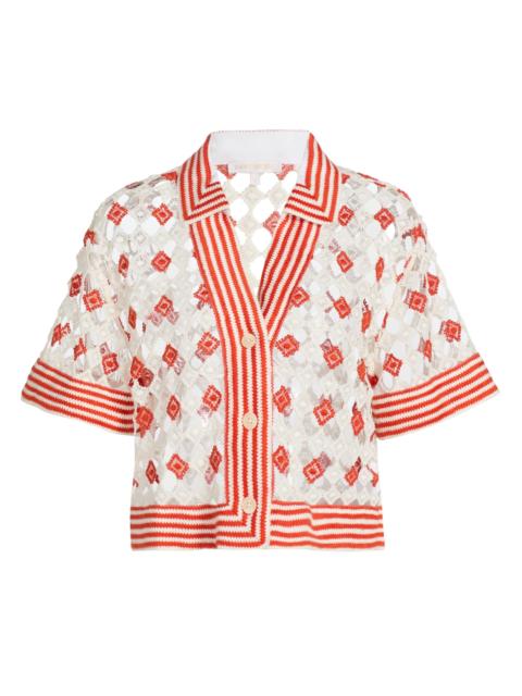 RAMY BROOK Women's Betty Geometric Open-Knit Shirt - Flame Sandstone