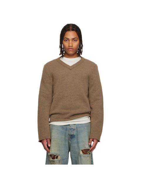 424 Brown V-Neck Sweater