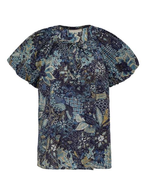 ULLA JOHNSON Issa floral-print puff-sleeve top