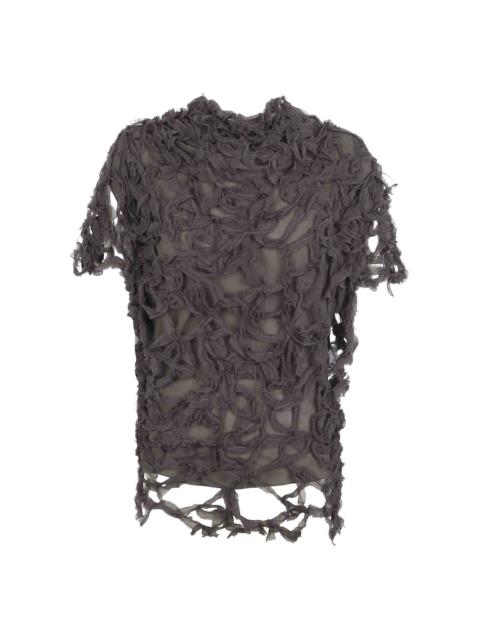 cortana Embull Embroidered Silk Top dark grey
