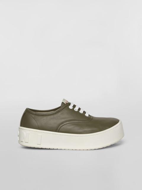 Marni GREEN SMOOTH CALFSKIN SNEAKER WITH RAISED MAXI MARNI LOGO