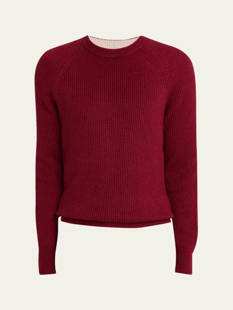 Brunello Cucinelli Men's Cotton Rib Crewneck Sweater