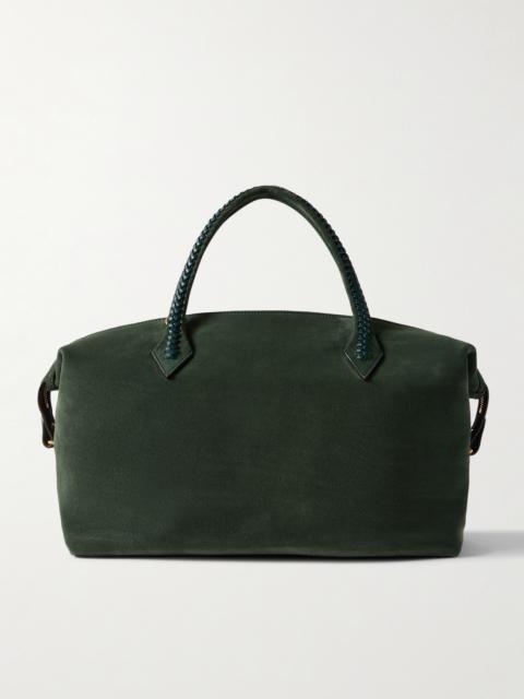 MÉTIER Vérité City Medium Braided Leather-trimmed Suede Tote