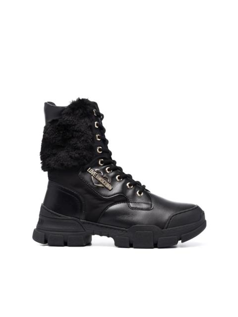 Moschino fur panel lace-up boots