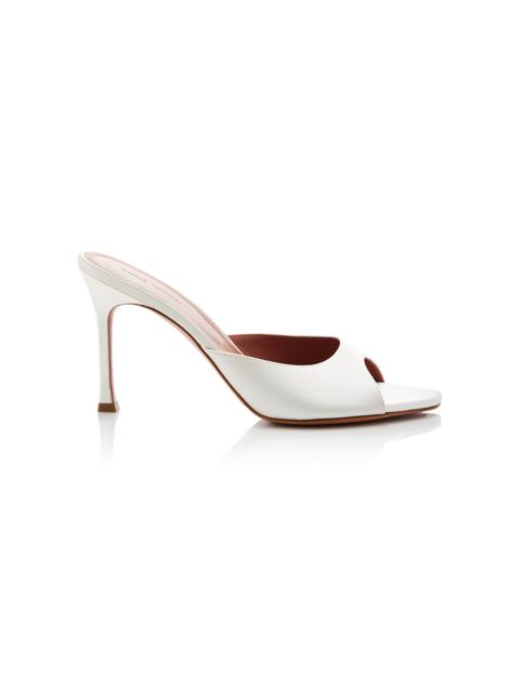 Amina Muaddi Alexa Satin Sandals white
